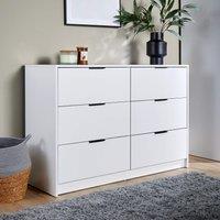 Home Source Chest 6 Drawers Bedroom Clothing Bedside Storage Organiser Wide in White