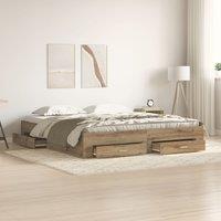 Berkfield Home Bed Frame with Drawers Artisan Oak 180x200 cm Engineered Wood in Brown