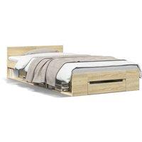 Berkfield Home Bed Frame with Drawer without Mattress Sonoma Oak 100x200 cm in Light Oak