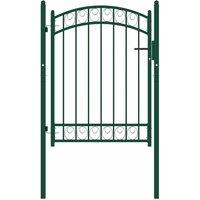 Berkfield Home Fence Gate with Arched Top Steel 100x125 cm Green
