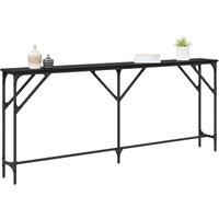 Berkfield Home Sturdy Console Table Black Oak 180x23x75 cm Engineered Wood | Size: 180 x 23 x 75 cm