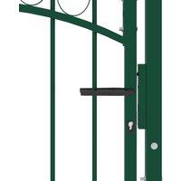 Berkfield Home Elegant Fence Gate with Arched Top Steel 100x125 cm Green