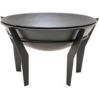 Lemon Pavilion Furniture and Decor Outdoor Kendal Firebowl on Stand - Metal - L77 x W77 x H45.5 cm, Black