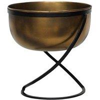 Lemon Pavilion Furniture and Decor Indoor Kensington Round Planter on Stand - L28 x W28 x H30 cm - Brass in Gold