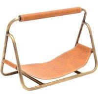 Lemon Pavilion Furniture and Decor Contemporary Hanging Leather Kindling Holder - L18 x W29.5 x H20 cm in Gold