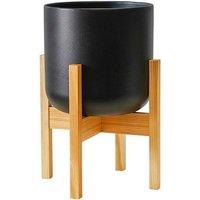 Lemon Pavilion Furniture and Decor Lisbon Pot and Stand - Ceramic - L26 x W26 x H43.5 cm - Anthracite in Grey