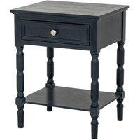 Lemon Pavilion Furniture and Decor Contour Collection 1 Drawer Side Table - Wood - L40xW48xH61 cm - Black