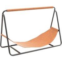Lemon Pavilion Furniture and Decor Hanging Leather Log Holder - Iron - L26.5 x W60 x H40 cm - Black
