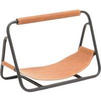 Lemon Pavilion Furniture and Decor Hanging Leather Kindling Holder - Iron - L18 x W29.5 x H20 cm - Black