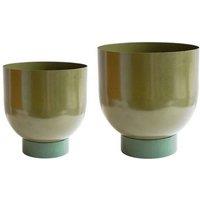 Lemon Pavilion Furniture and Decor Austin Dual Metal Planters (Set of 2) - Mild Steel - Green