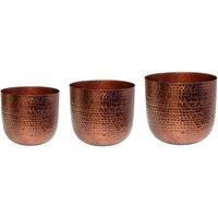 Lemon Pavilion Furniture and Decor Felix Hammered Planter (Set of 3) - Metal - Bronze