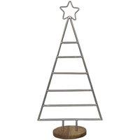 Lemon Pavilion Furniture and Decor Christmas Tree with Star - Mild Steel/Mango Wood - L15 x W35 x H71 cm in Light Grey