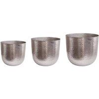 Lemon Pavilion Furniture and Decor Felix Hammered Planter (Set of 3) - Metal - Silver