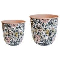 Lemon Pavilion Furniture and Decor Maisie Vintage Pattern Blush Planter (Set of 2) - Metal - Pink