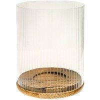 Lemon Pavilion Furniture and Decor Amelia Ribbed Candle Holder - Wood/Glass - L20 x W20 x H23 cm, Natural in Brown