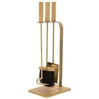 Lemon Pavilion Furniture and Decor Fireside Companion Set Square - Iron - L15 x W20.5 x H50 cm - Brass in Yellow