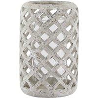 Lemon Pavilion Furniture and Decor Large Stone Effect Hurricane Lantern - L20 x W20 x H32 cm - Grey