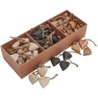 Lemon Pavilion Furniture and Decor Heart Hanging Decorations (Pack of 90), Wood, L8 x W12 x H35 cm, Brown