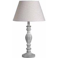 Lemon Pavilion Furniture and Decor Aegina Table Lamp - Linen/Wood - L13 x W13 x H40 cm - Beige/Grey in Grey