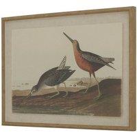 Lemon Pavilion Furniture and Decor Flora & Fauna Collection Snipes on Linen in Beaded Frame in Brown