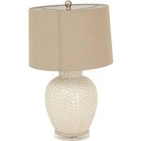 Lemon Pavilion Furniture and Decor Twill Weave Table Lamp with Linen Shade - L25 x W25 x H58 cm - White