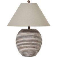 Lemon Pavilion Furniture and Decor Saturn Table Lamp with Linen Shade, Ceramic, L53 x W53 x H71 cm, Brown