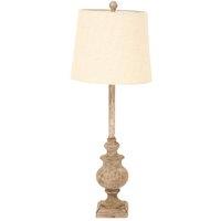 Lemon Pavilion Furniture and Decor Chiaro Candlestick Table Lamp with Linen Shade - L25 x W25 x H80 cm in Brown