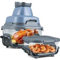 Costway 6-in-1 Portable Glass Air Fryer Air Fry & Bake 4L & 1.7L Dual Glass in Blue