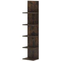 Costway 5-Tier Wall Shelves Wooden Wall-Mounted Organizer for Bedroom in Brown