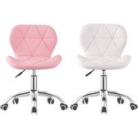 Ventryn Swivel Adjustable Cushioned Chair with Chrome Legs in Pink