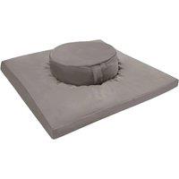 Havendro 2Piece Meditation Pillow Set, Round Square, Buckwheat Cotton in Grey