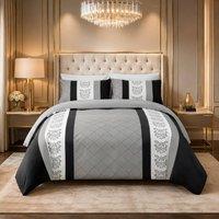 Grace Reversible Brushed Microfiber Duvet Cover Double Hypoallegenic in Grey | Size: King