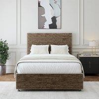 Bedmaster Chenille 4 Drawer Divan Base & Plain Headboard in Brown | Size: King