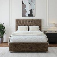 Bedmaster Chenille Divan Base & Button Headboard in Brown | Size: Small Double