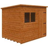 Buttercup Farm 8 x 6 Feet Super Pent 12mm Shed - Solid Wood/Softwood/Pine in Burnt Orange