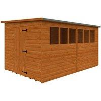 Buttercup Farm 12 x 8 Feet Lean-To Pent 12mm Shed - Solid Wood/Softwood/Pine in Burnt Orange