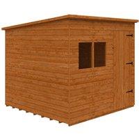 Buttercup Farm 8 x 8 Feet Deluxe Pent 12mm Shed - Solid Wood/Softwood/Pine in Burnt Orange