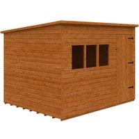 Buttercup Farm 10 x 8 Feet Deluxe Pent 12mm Shed - Solid Wood/Softwood/Pine in Burnt Orange