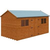 Buttercup Farm 16 x 8 Feet Workman Apex 12mm Shed - Solid Wood/Softwood/Pine in Burnt Orange
