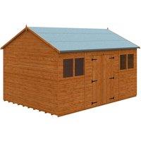 Buttercup Farm 14 x 10 Feet Workman Apex 12mm Shed - Solid Wood/Softwood/Pine in Burnt Orange