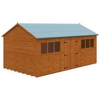 Buttercup Farm 18 x 10 Feet Workman Apex 12mm Shed - Solid Wood/Softwood/Pine in Burnt Orange