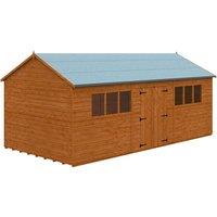 Buttercup Farm 20 x 10 Feet Workman Apex 12mm Shed - Solid Wood/Softwood/Pine in Burnt Orange