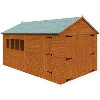 Buttercup Farm 16 x 10 Feet Garage 12mm Shed - Solid Wood/Softwood/Pine in Burnt Orange