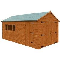 Buttercup Farm 18 x 10 Feet Garage 12mm Shed - Solid Wood/Softwood/Pine in Burnt Orange
