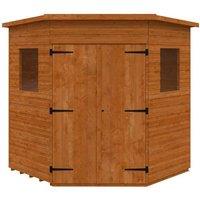 Buttercup Farm 6 x 6 Feet Corner Shed 12mm Shed - Solid Wood/Softwood/Pine in Burnt Orange