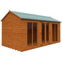 Buttercup Farm 16x8 Feet Full Pane Workman Apex 12mm Shed - Solid Wood/Softwood/Pine in Burnt Orange