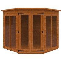 Buttercup Farm 7 x 7 Feet Full Pane Cornerhouse 12mm Shed - Solid Wood/Softwood/Pine in Burnt Orange