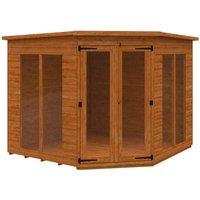Buttercup Farm 8 x 8 Feet Ful Pane Cornerhouse 12mm Shed - Solid Wood/Softwood/Pine in Burnt Orange