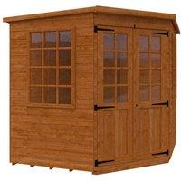Buttercup Farm 7 x 7 Feet Pentagon Cornerhouse 12mm Shed - Solid Wood/Softwood/Pine in Burnt Orange