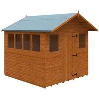 Buttercup Farm 8 x 8 Feet Cabin 12mm Shed - Solid Wood/Softwood/Pine in Burnt Orange